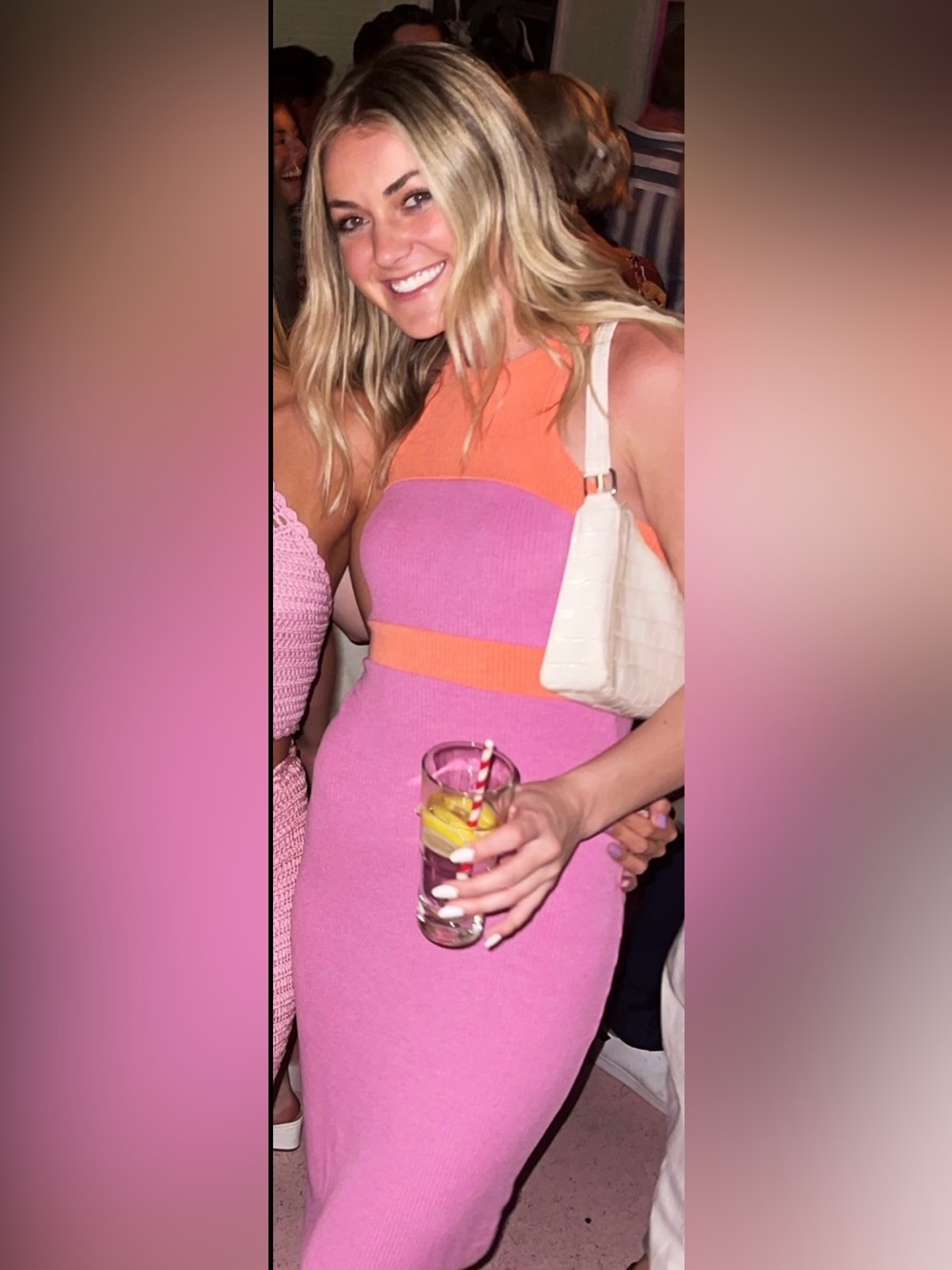 Pink & Orange body con Knit Dress